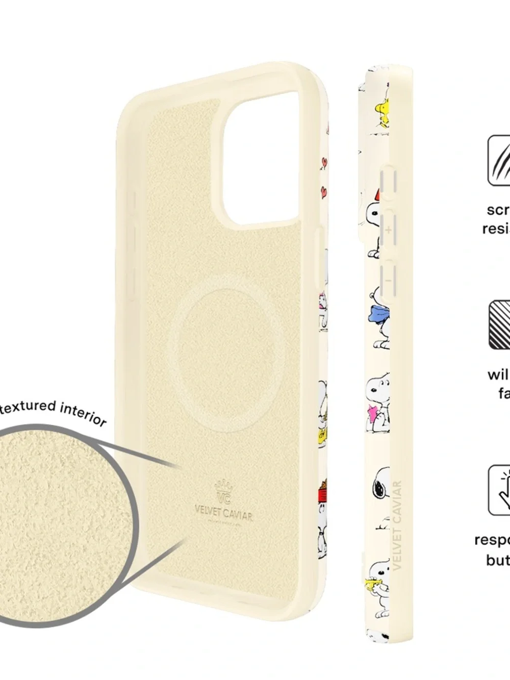 iPhone 15 pro Velvet Caviar Case, “Snoopy Moods”, MagSafe, see photos